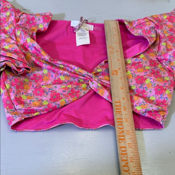 LoveShackFancy Kiella Ruffle Crop Top Passion Sound NWT Size Small - Picture 6 of 8